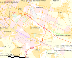 Map commune FR insee code 69290
